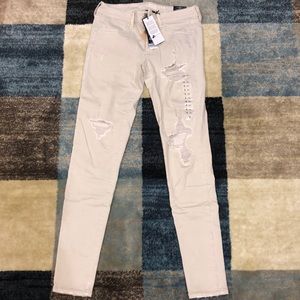 American Eagle Tan Ripped Skinny Jeans